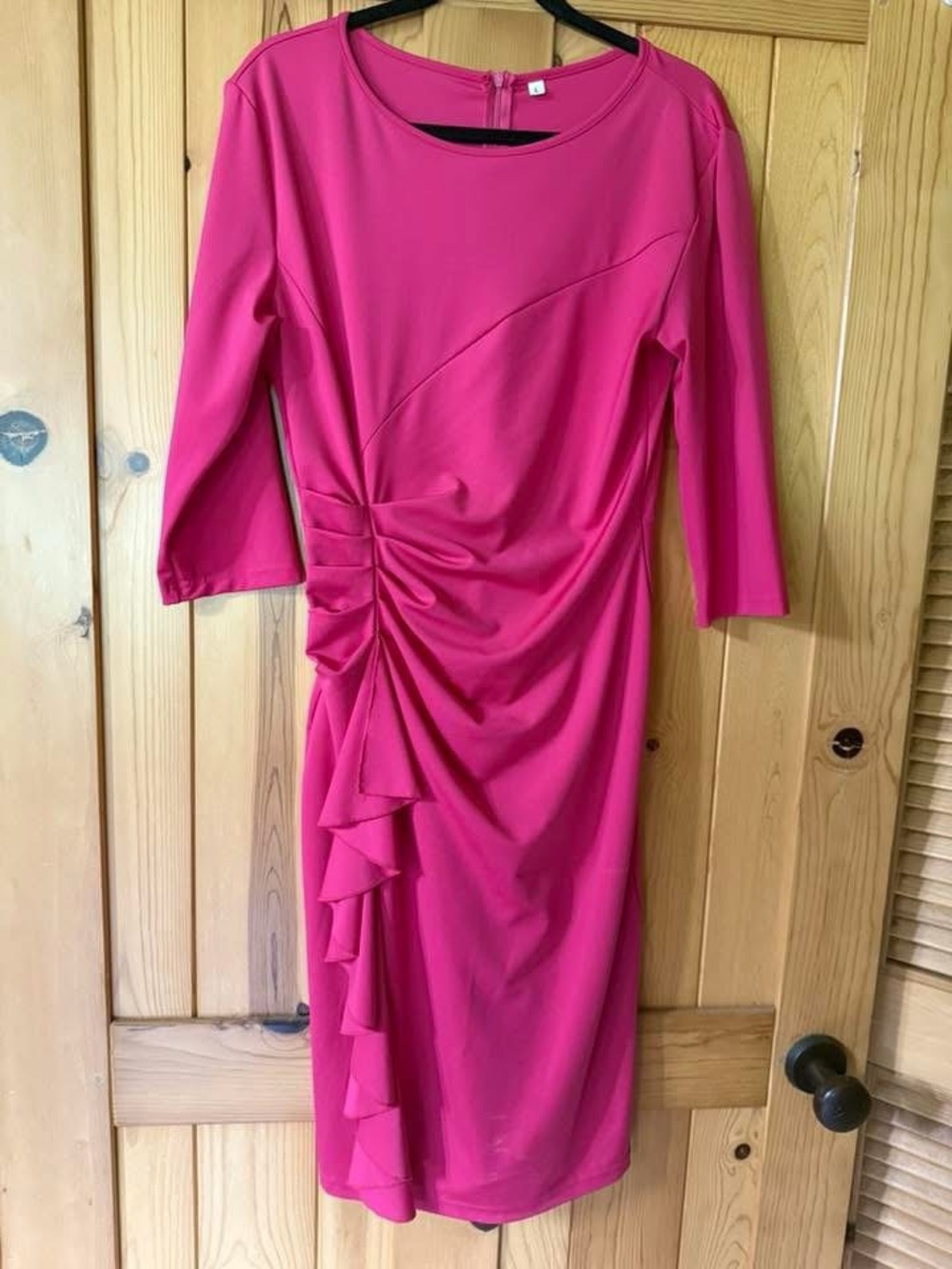 Women's Fuchsia Ruched Sheath Dress